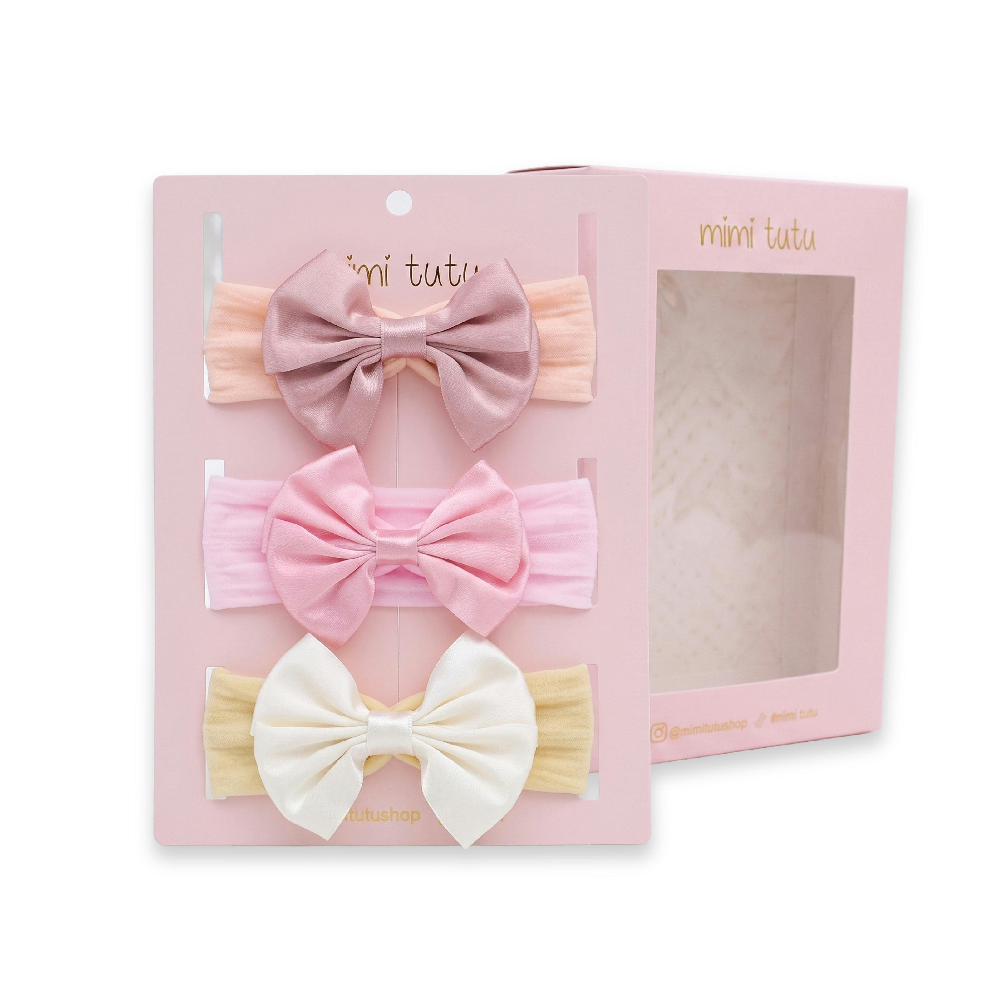 Multicolor Elastic Bow Headband Set