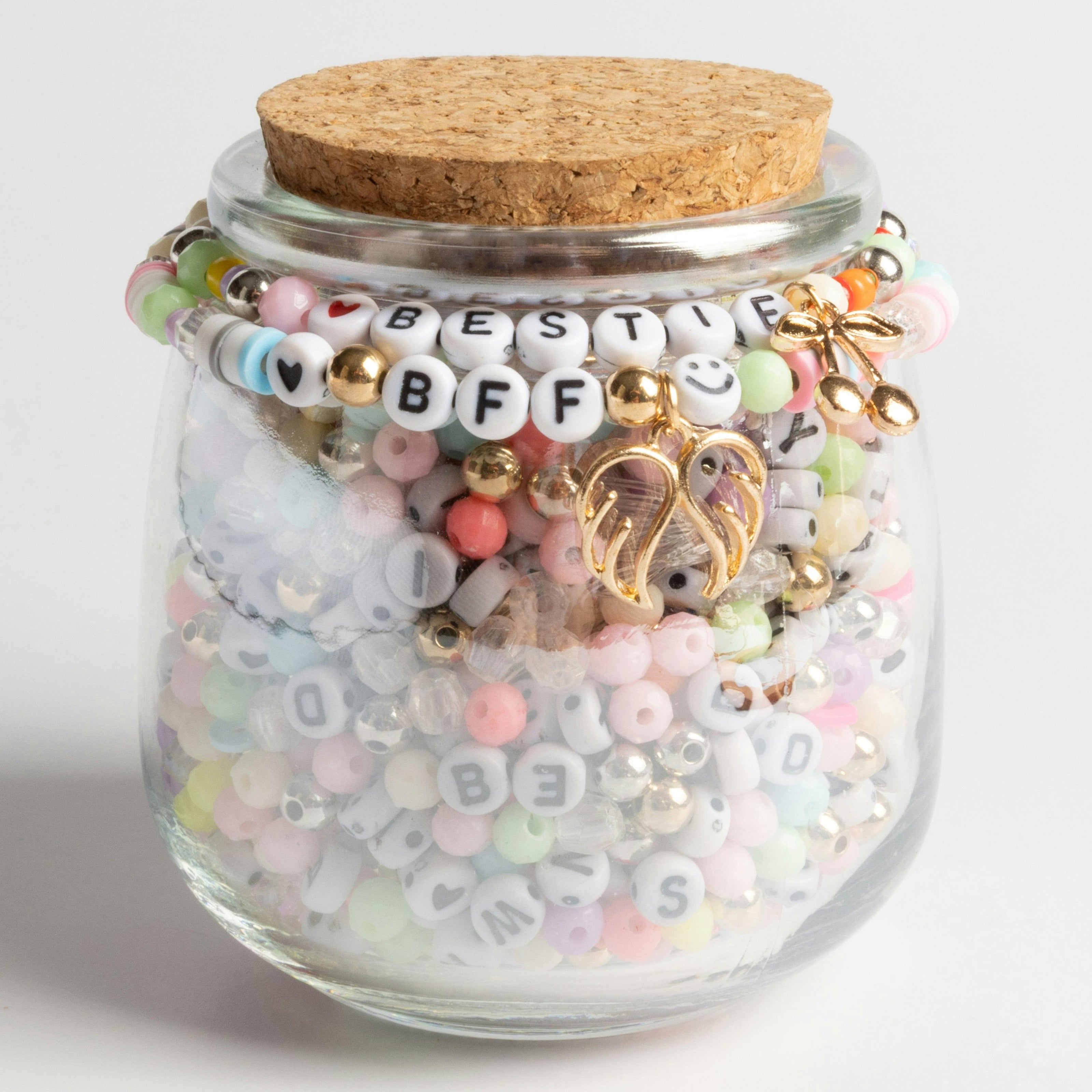 Bestie Bead Kit with Letter Beads Pastel Mix and Winged Heart Charm