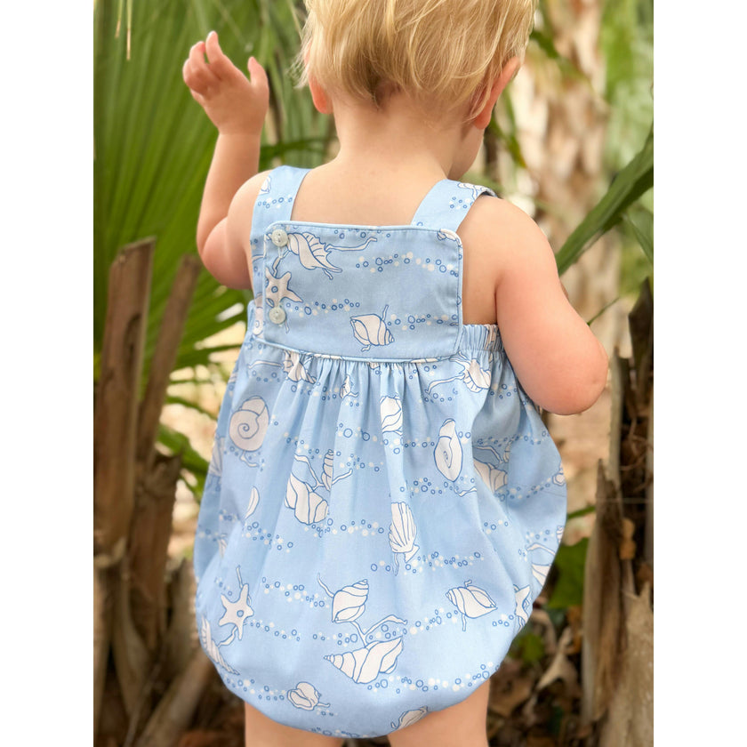 William Smocked Bubble in Blue Shell