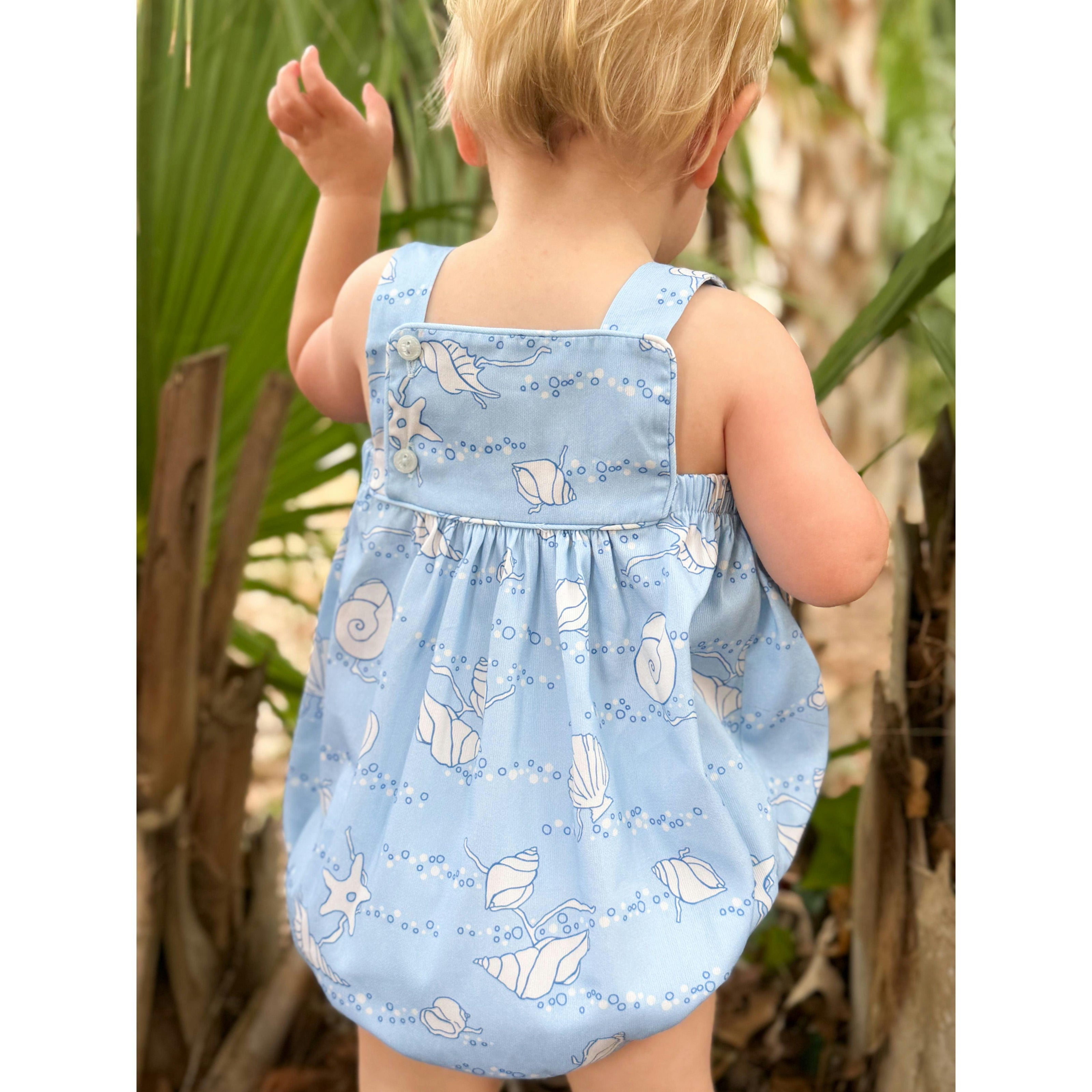 William Smocked Bubble in Blue Shell