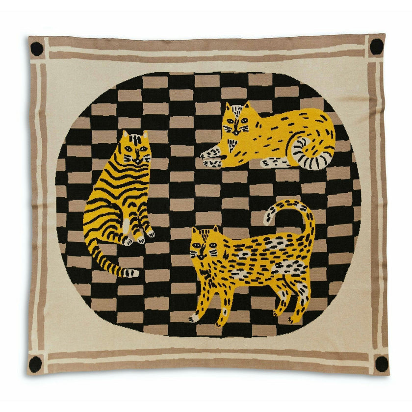 Three of Cats Knit Blanket
