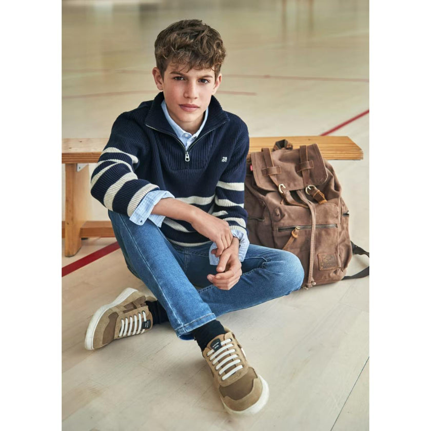 Striped Zip-Neck Sweater For Boys