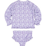 Floral Print Rashguard Swimsuit W/Ruffles