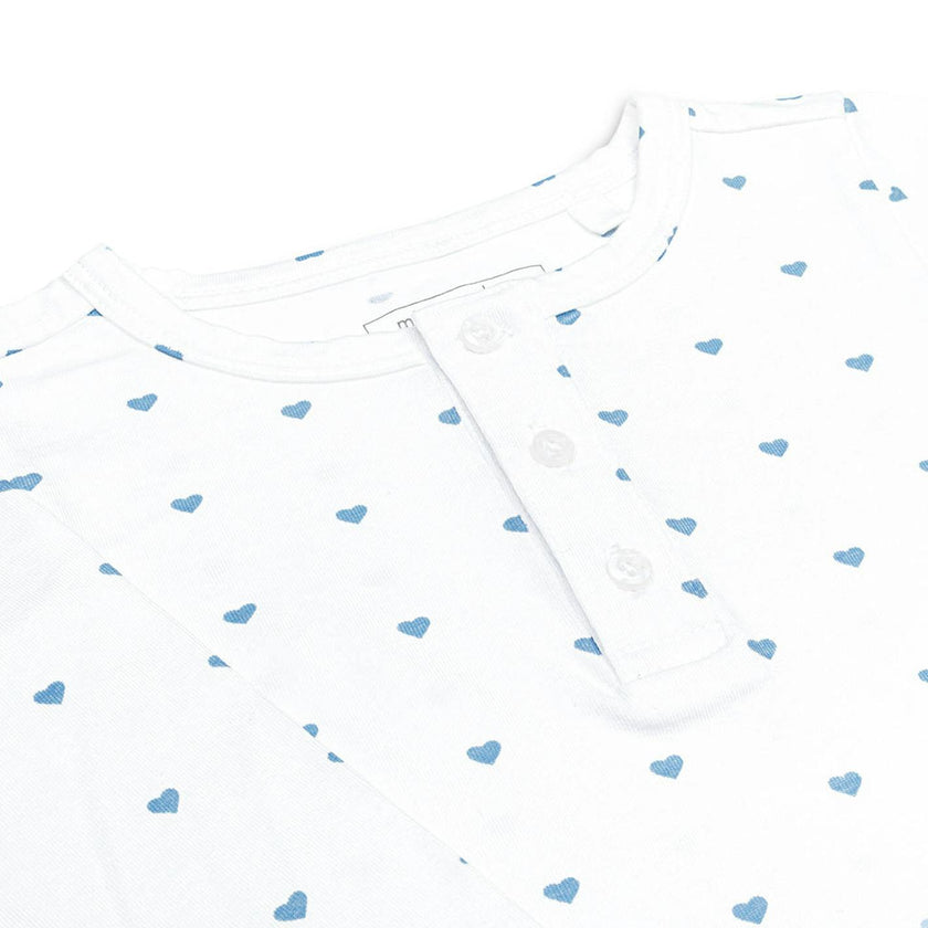 unisex blue heart pima pajamas set