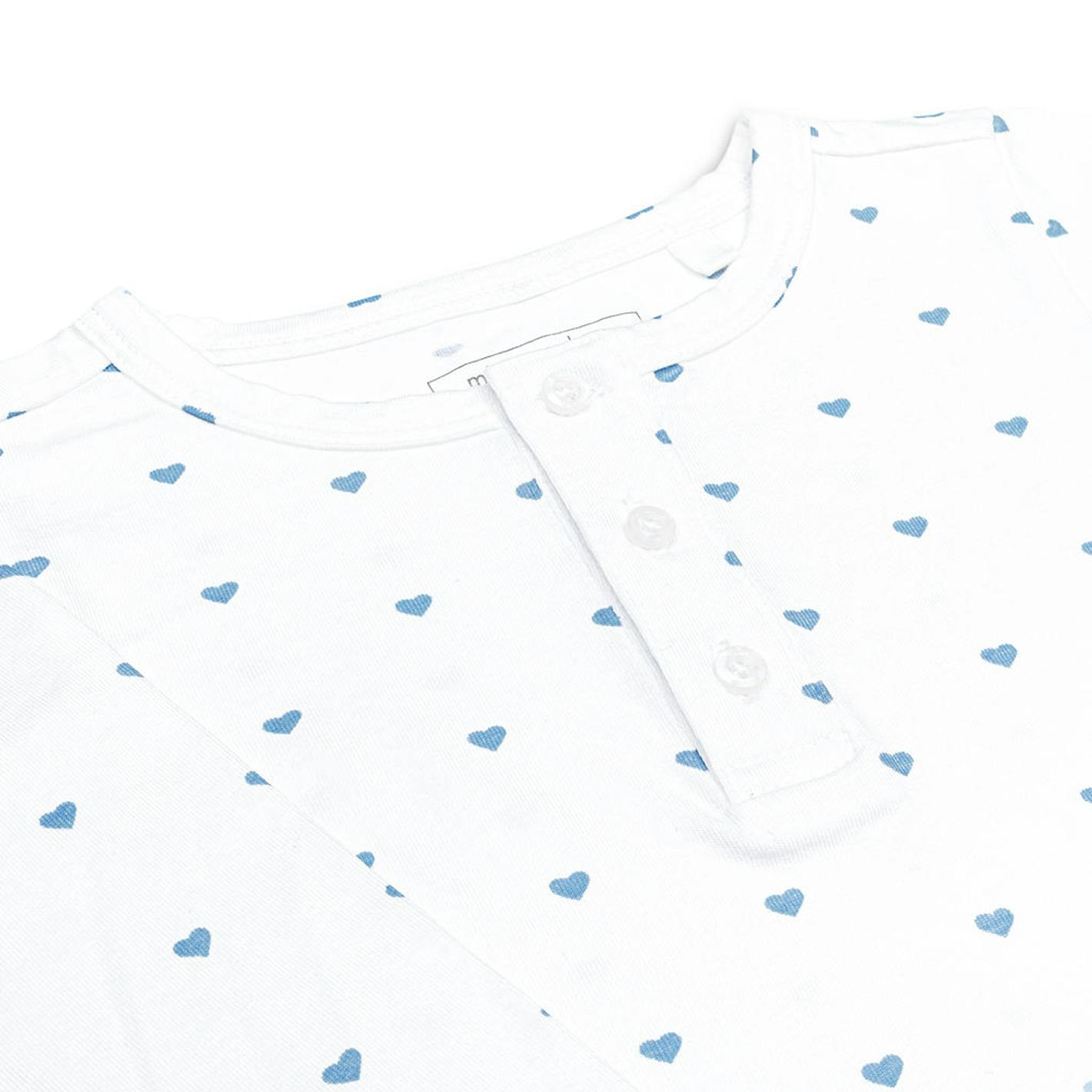 unisex blue heart pima pajamas set