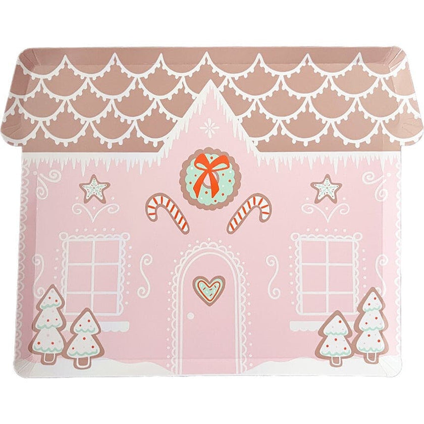 Baking Spirits Bright Pink Gingerbread House Large Plates