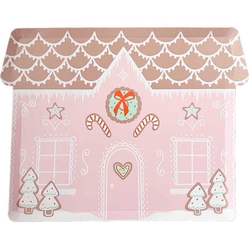 Baking Spirits Bright Pink Gingerbread House Large Plates