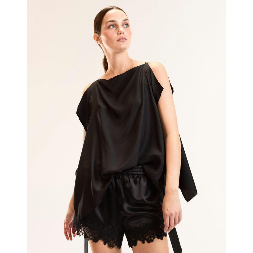 Windswept Tie Top, Black