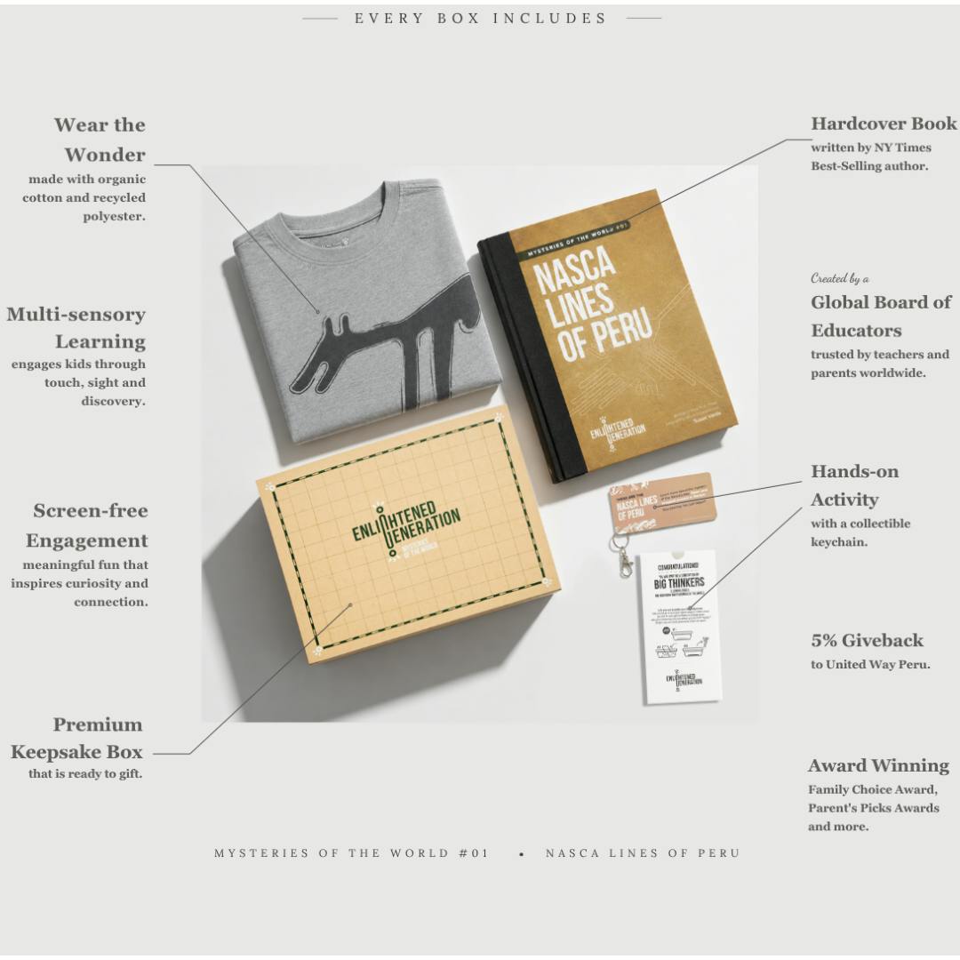Nasca Gift Box with Curious Desert Dog Kids Tee, Book, and Activities