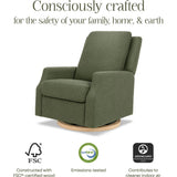 Crewe Recliner and Swivel Glider in Olive Boucle with Light Wood Base