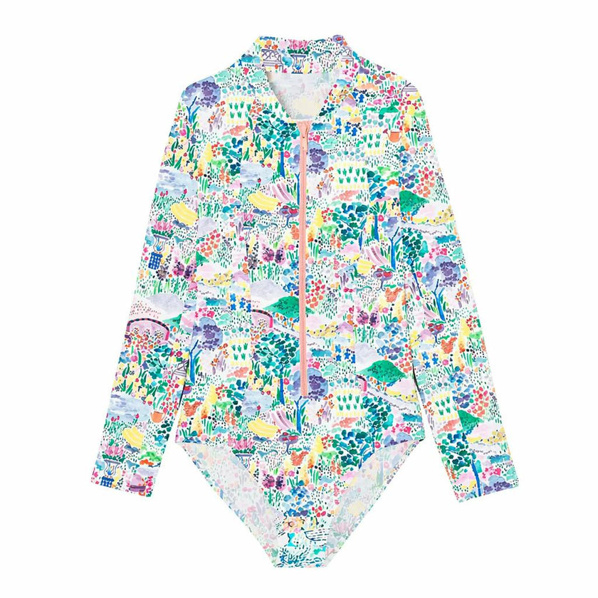 Long Sleeve One-Piece Swimsuit, Pink | BLOOM COMBI