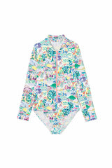 Long Sleeve One-Piece Swimsuit, Pink | BLOOM COMBI