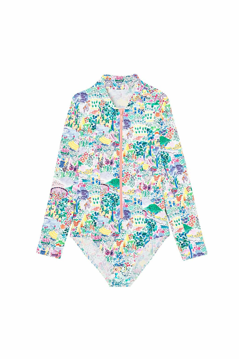 Long Sleeve One-Piece Swimsuit, Pink | BLOOM COMBI