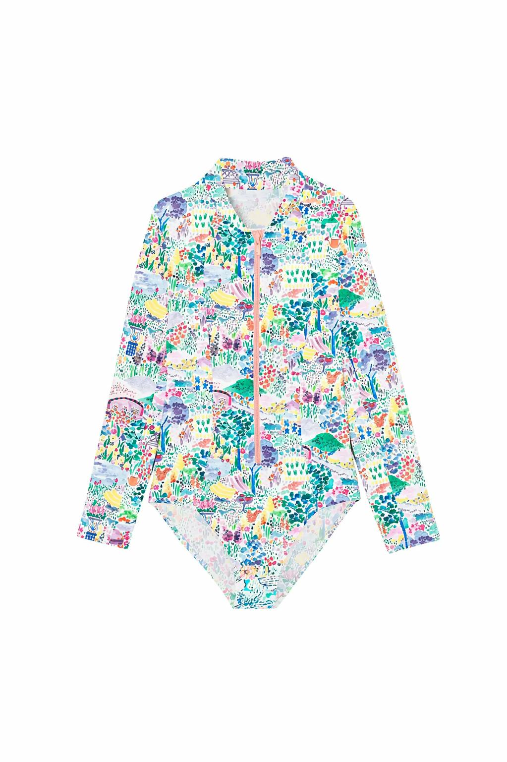 Long Sleeve One-Piece Swimsuit, Pink | BLOOM COMBI