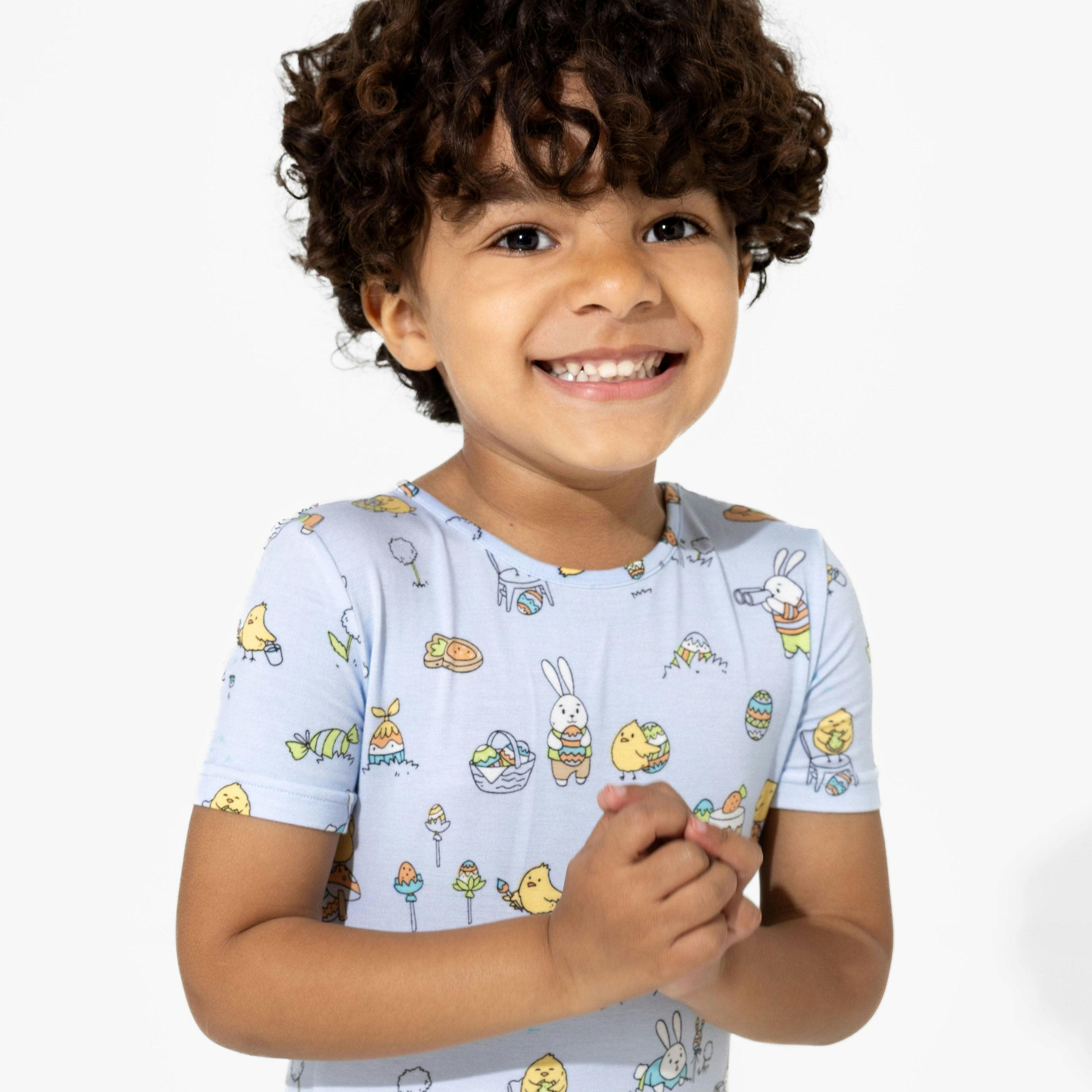 Easter Blue Kids Bamboo Short Set