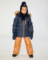 Two Piece Play Snowsuit Navy Blue With Brown Pants