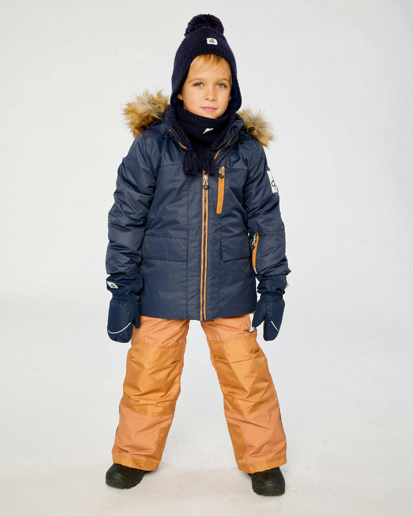 Two Piece Play Snowsuit Navy Blue With Brown Pants