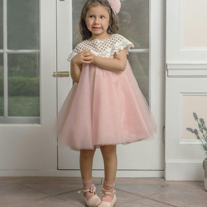 Rosa Pink Tulle Flower Dress