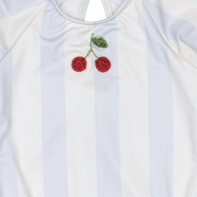 L/S Cherry Swimsuit in Blue Striple