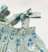 Teatime Dress | Smocked Tie Top | Medallion Flower Blue