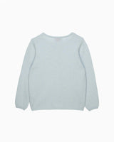 Velvet Bow Cardigan in Pale Blue