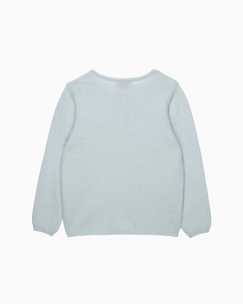 Velvet Bow Cardigan in Pale Blue