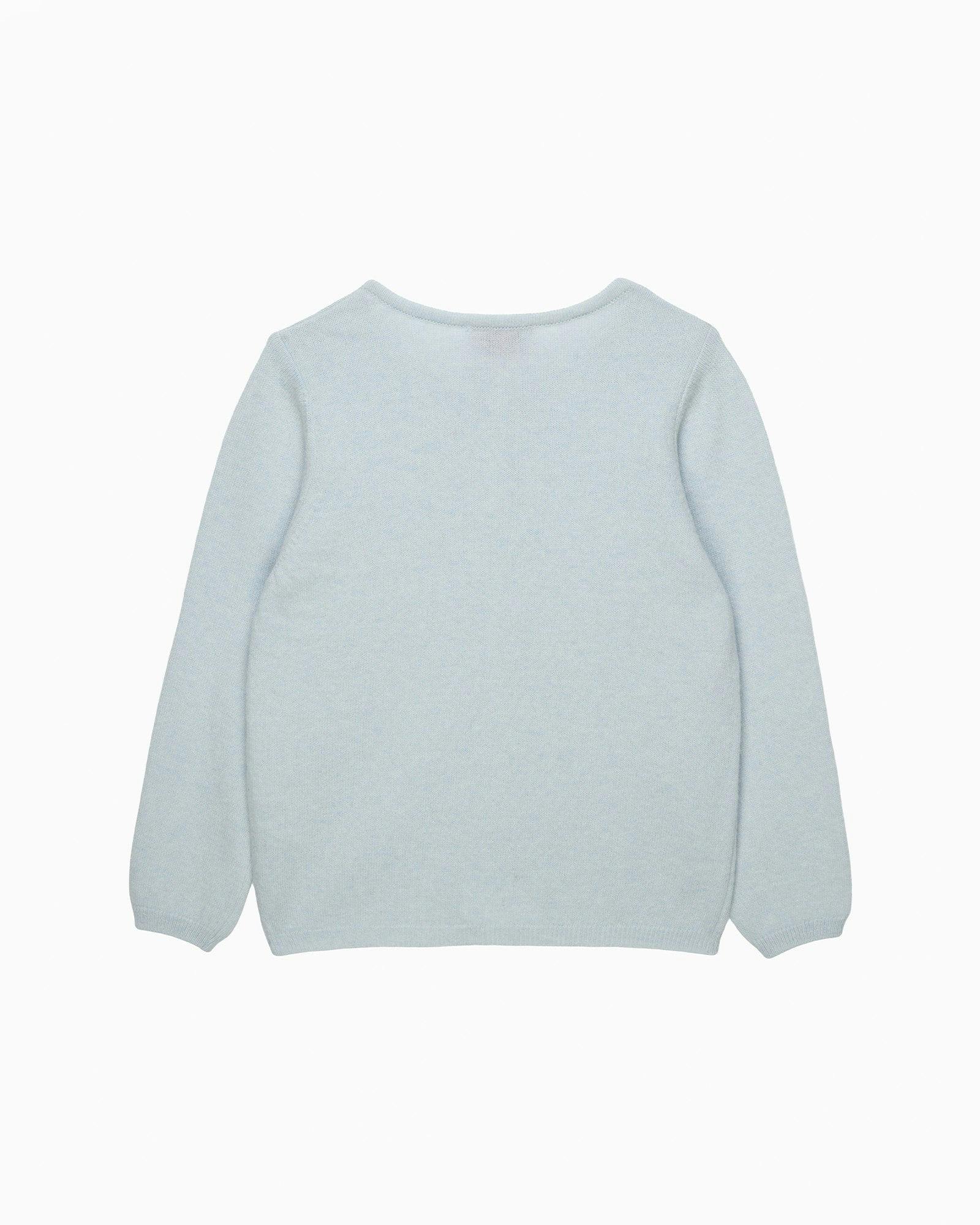 Velvet Bow Cardigan in Pale Blue