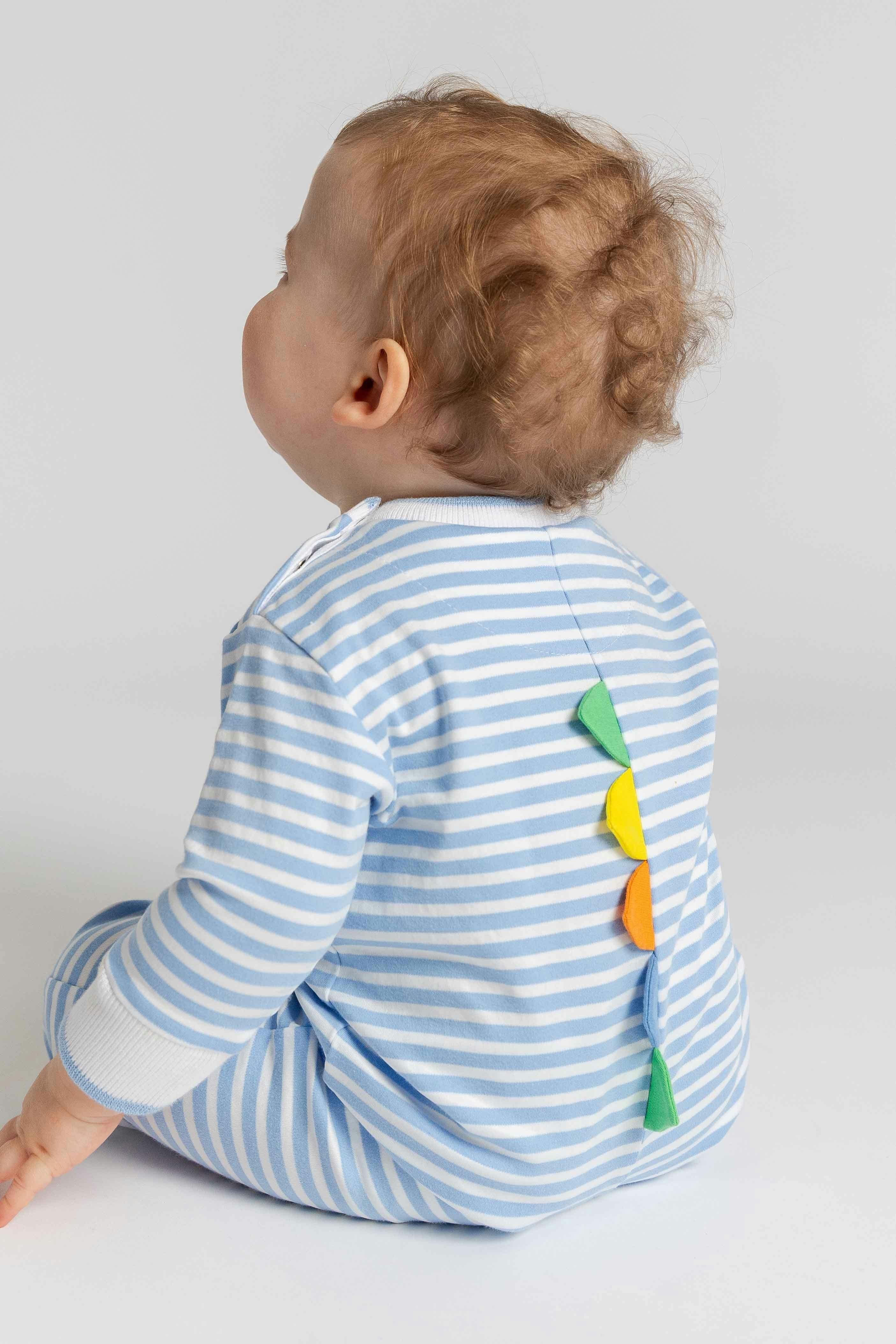 Stripe Knit Longall with Dinosaur