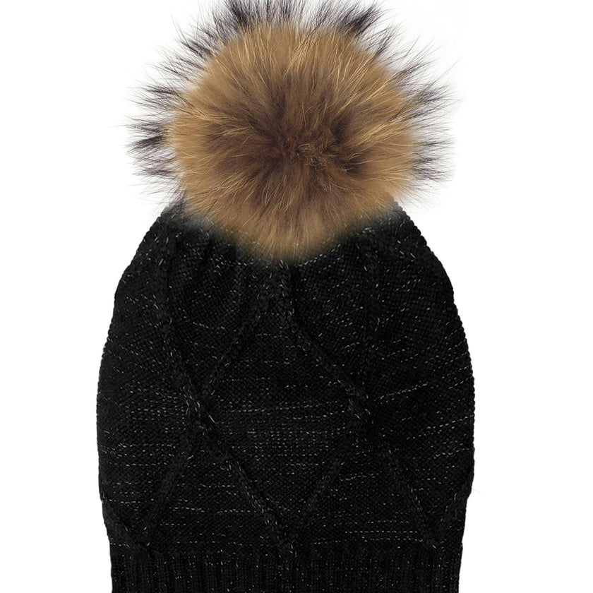 Diamond Knit Hat With a Genuine Fur Pom (TikTok)