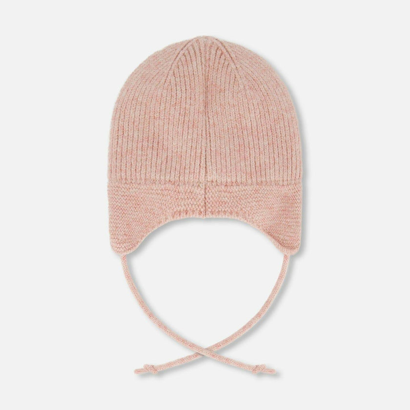 Lined Baby Knit Hat with Ears and Strings