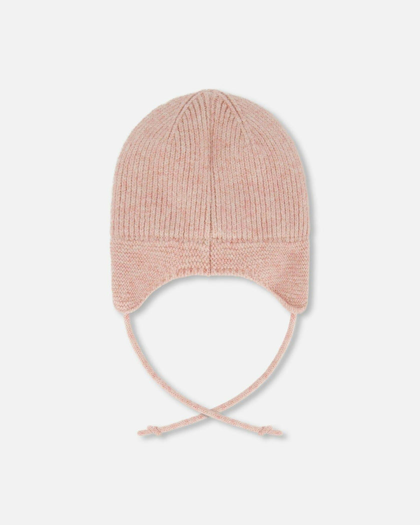 Lined Baby Knit Hat with Ears and Strings