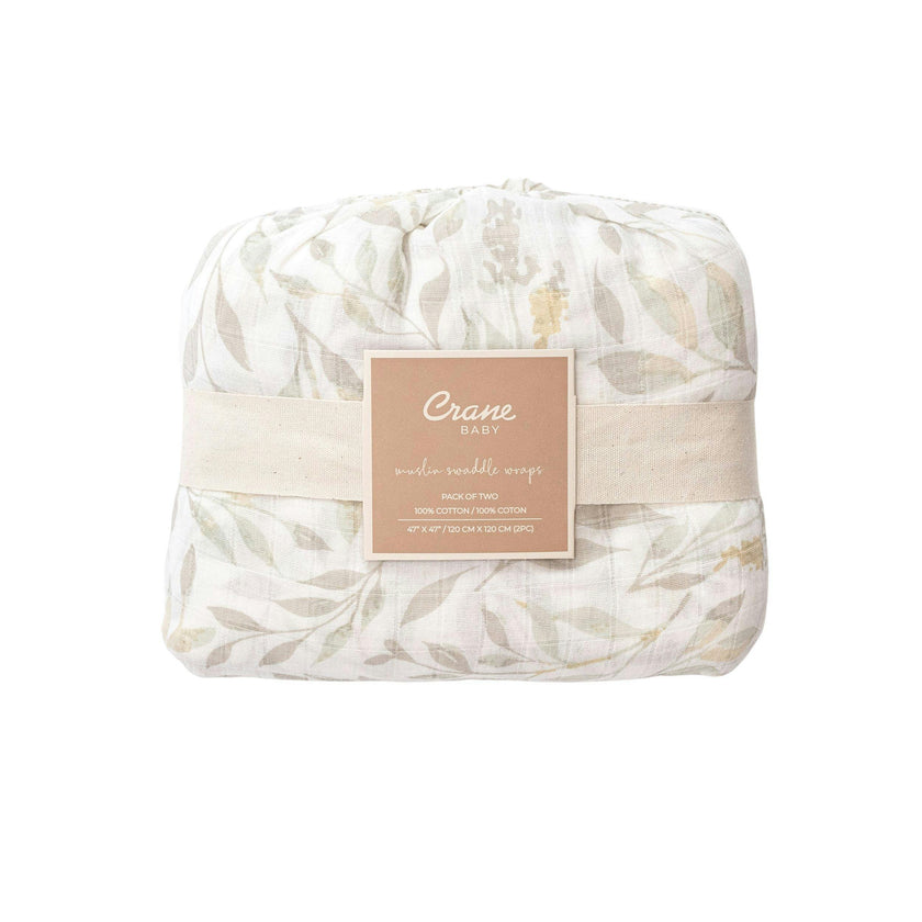 Willow Cotton Muslin Swaddle Blanket Set (Leaf, Set of 2)