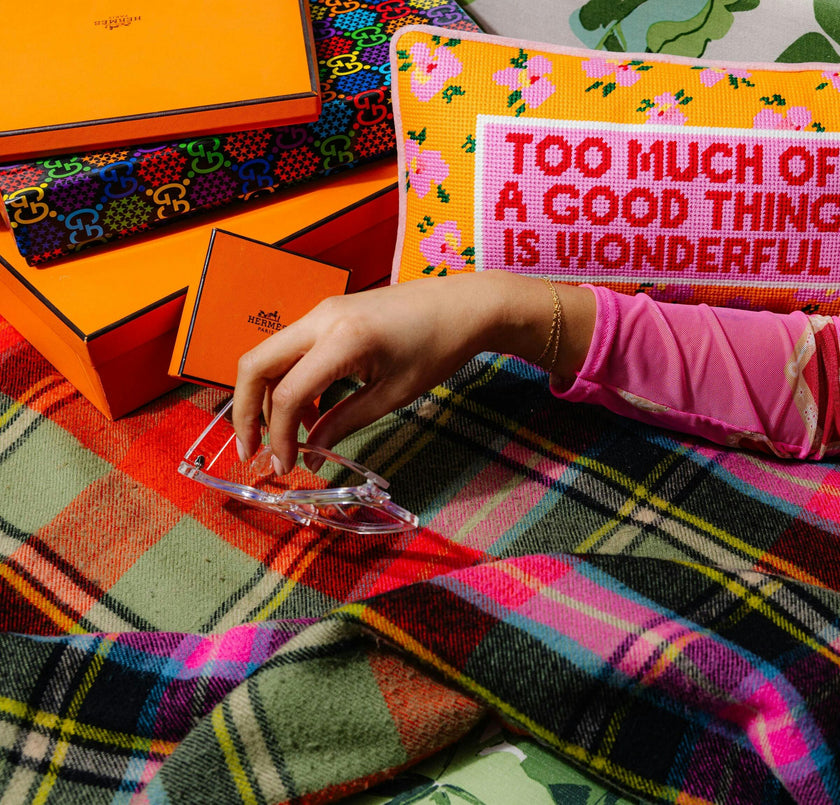 Too Much Needlepoint Pillow