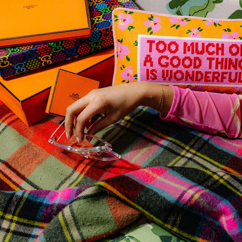 Too Much Needlepoint Pillow