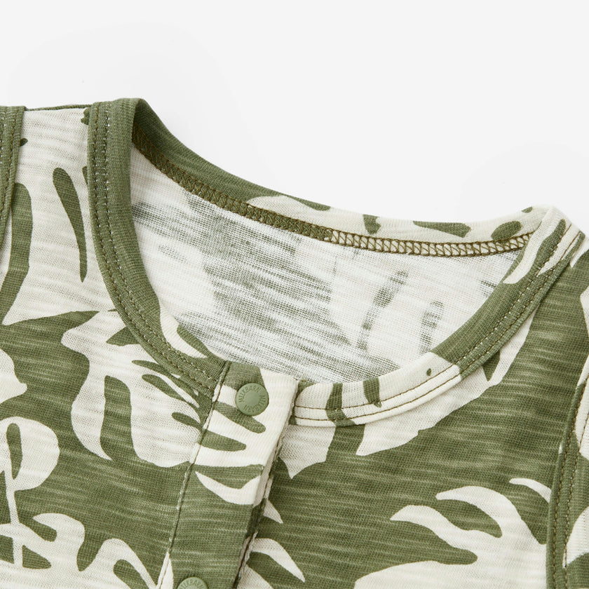 Island Leaf Silhouette Slub Cotton Sleeveless Jumper