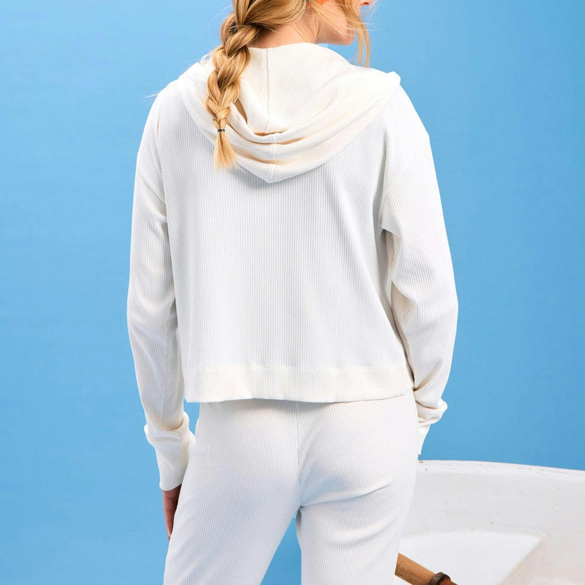 Womens Rib Crop Hoodie