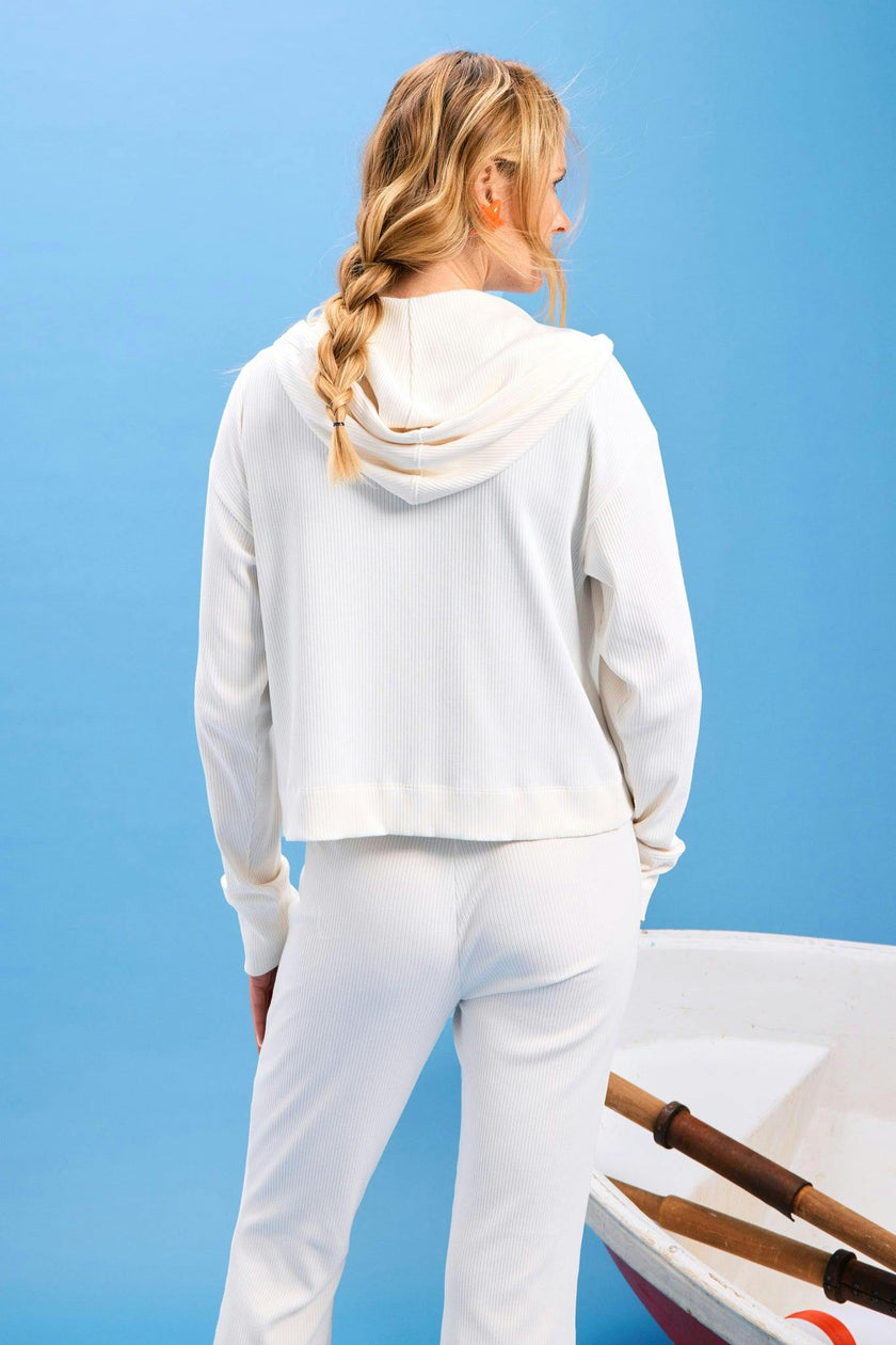 Womens Rib Crop Hoodie