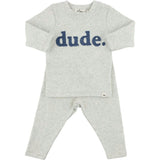 Denim "dude" Ribbed Applique L/S 2pc Set