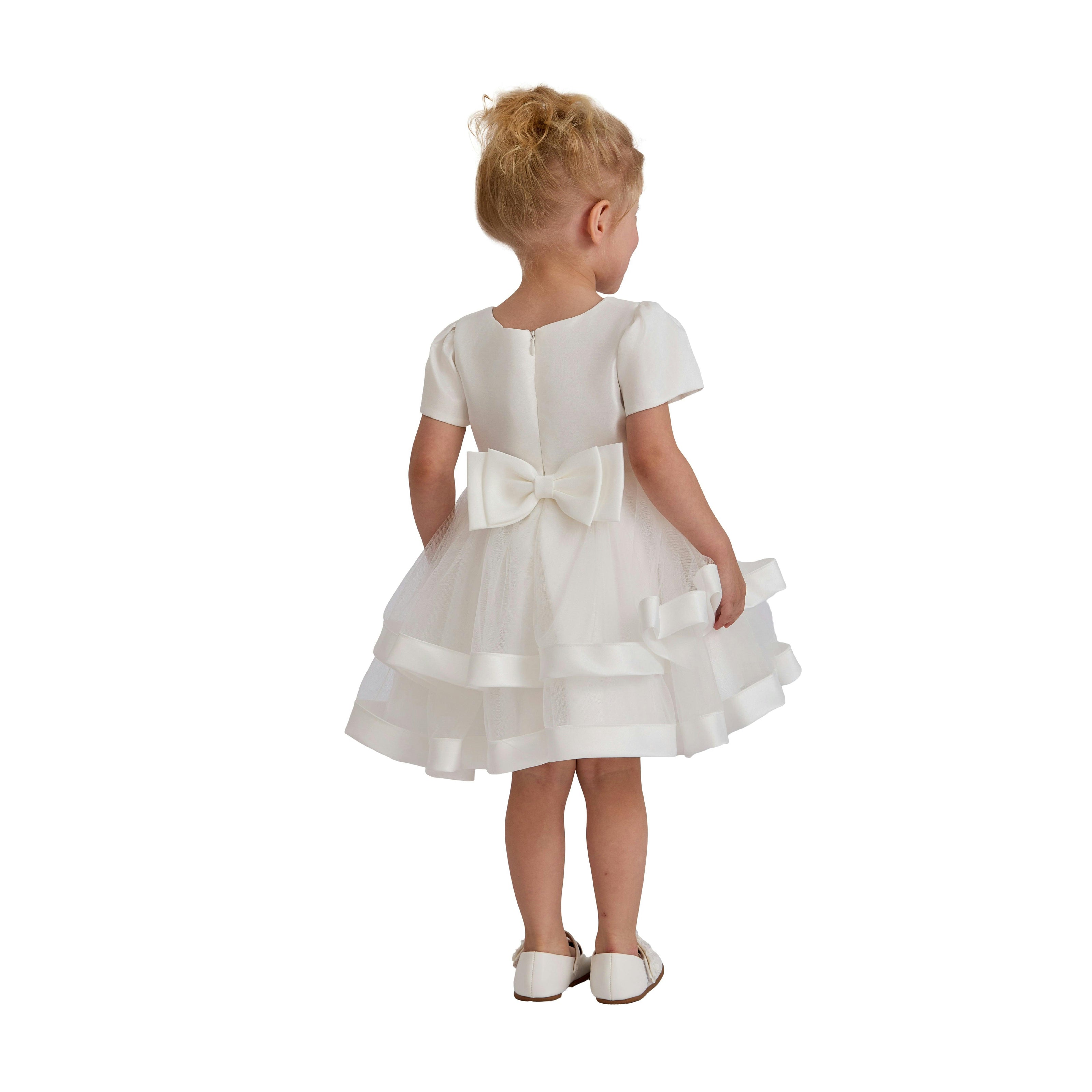 White Suttona Satin Bow Dress