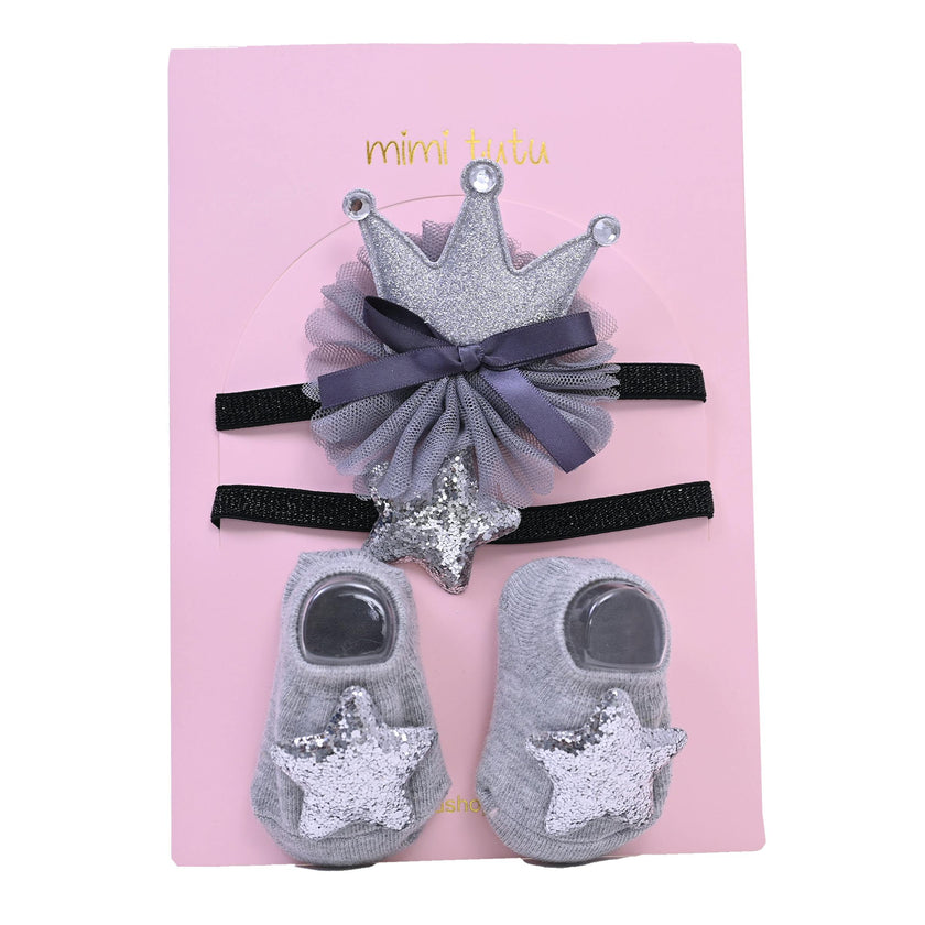 Grey Star and Bow Crown Gift Set