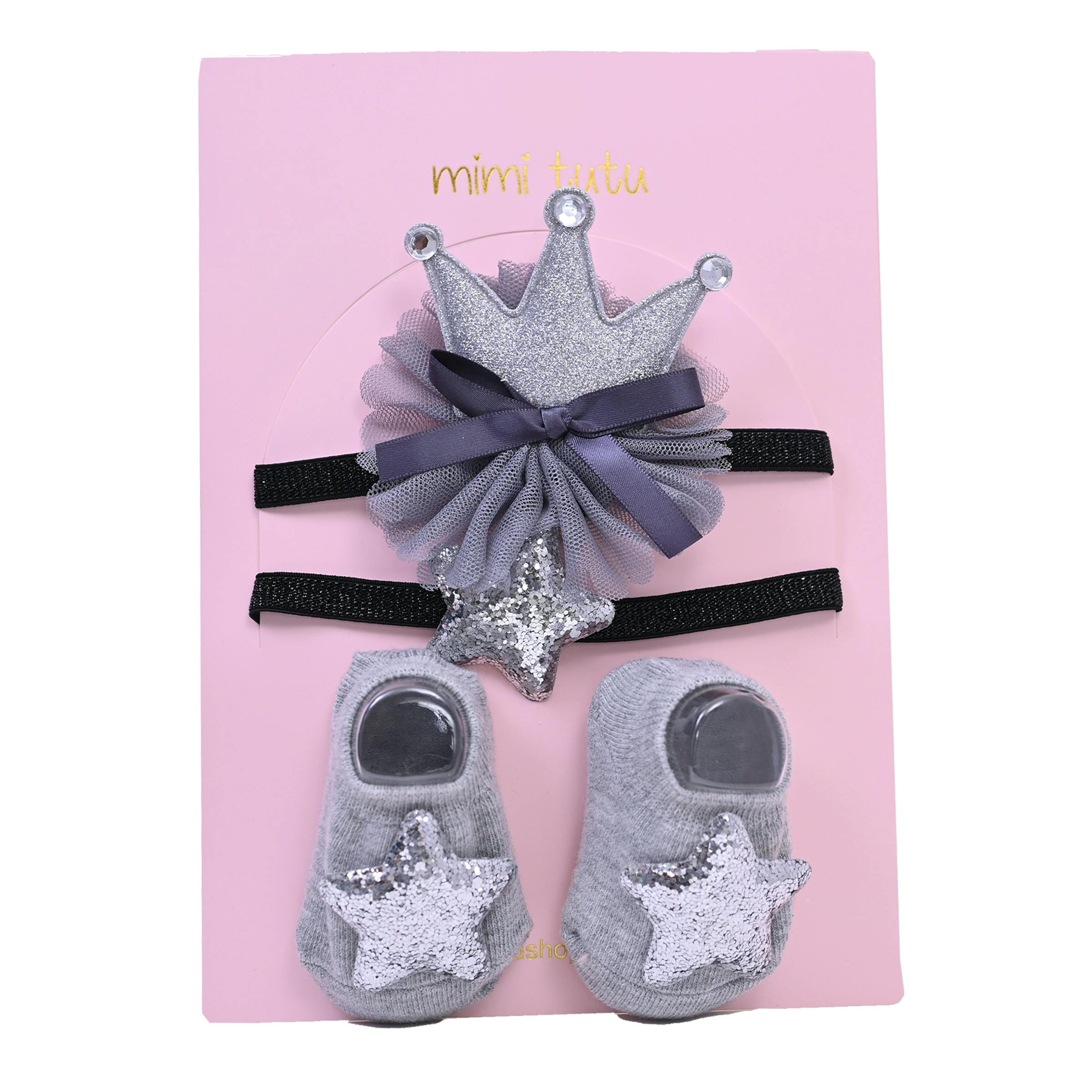 Grey Star and Bow Crown Gift Set