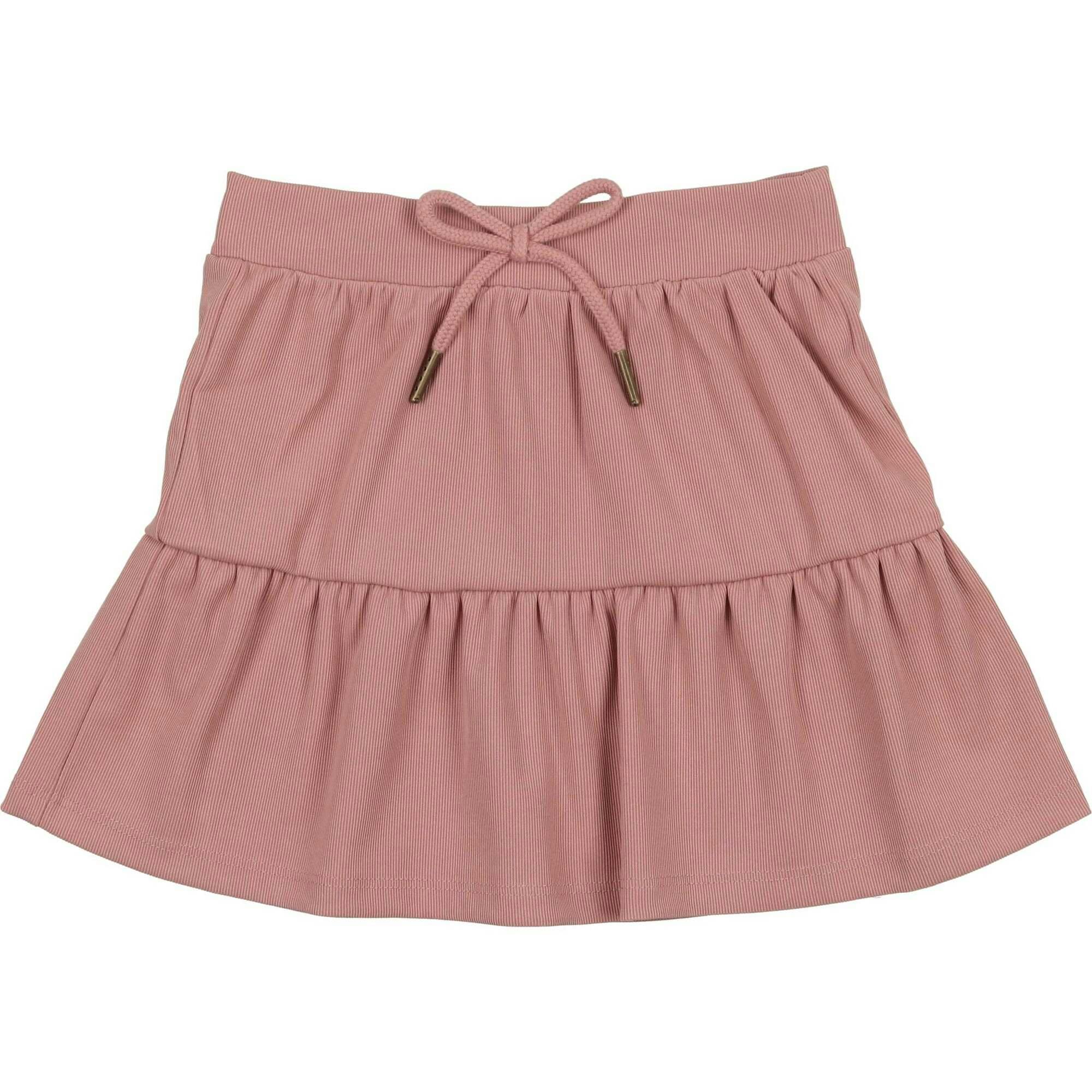 Ribbed Berry Tired Ruffle Hem Short Skirt