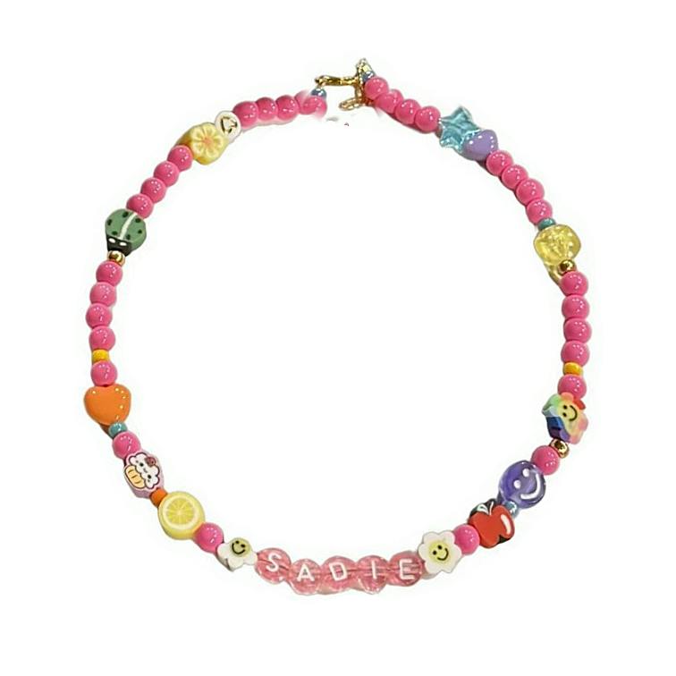 Colorful "Pink" Monogram Happy Necklace