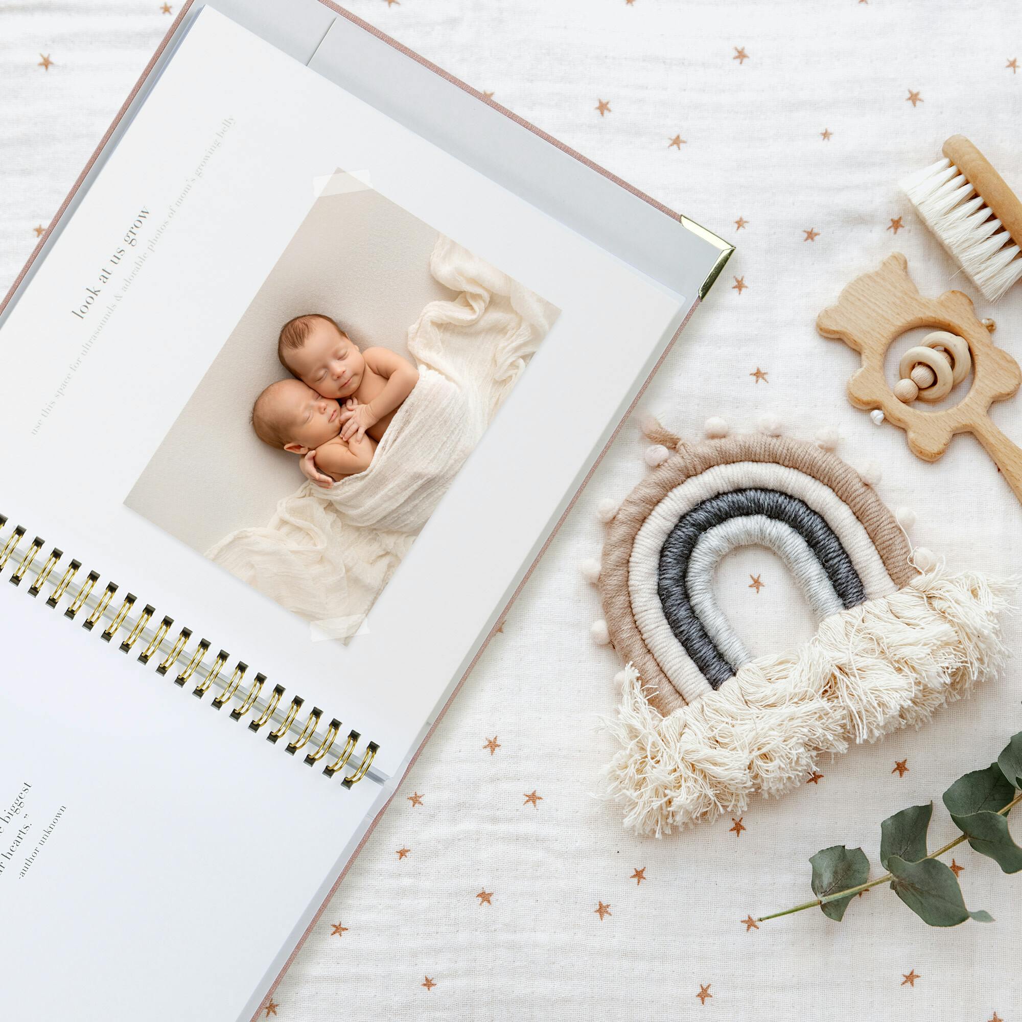 Keepsake Baby Memory Book for Boys and Girls - Timeless First 5 Year Baby Book - Linen Journal Scrapbook & Photo Album - Record Every Milestone Birth to Age 5