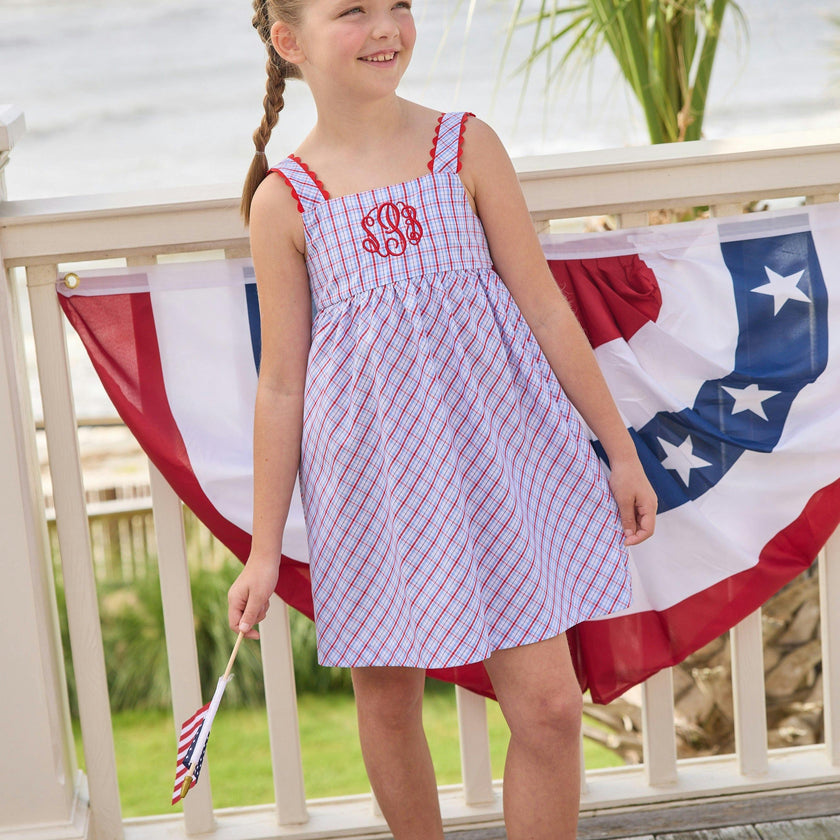 Evie Dress - Patriotic Plaid