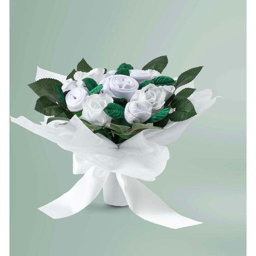 Hand Tied Baby Clothes Bouquet and Personalized