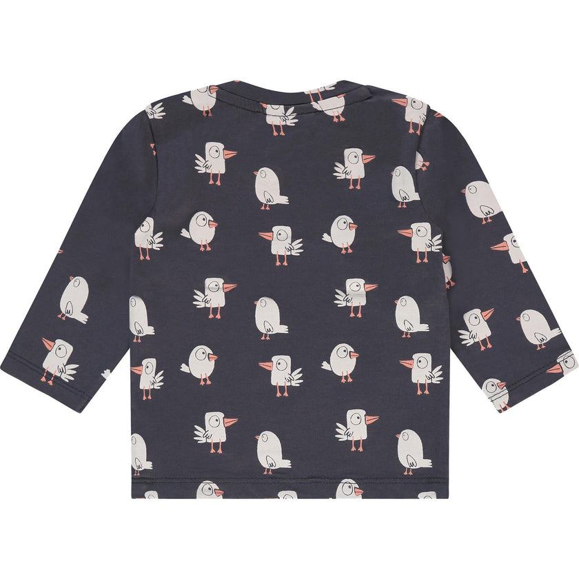 Cartoon Birds Print Long Sleeve T-Shirt