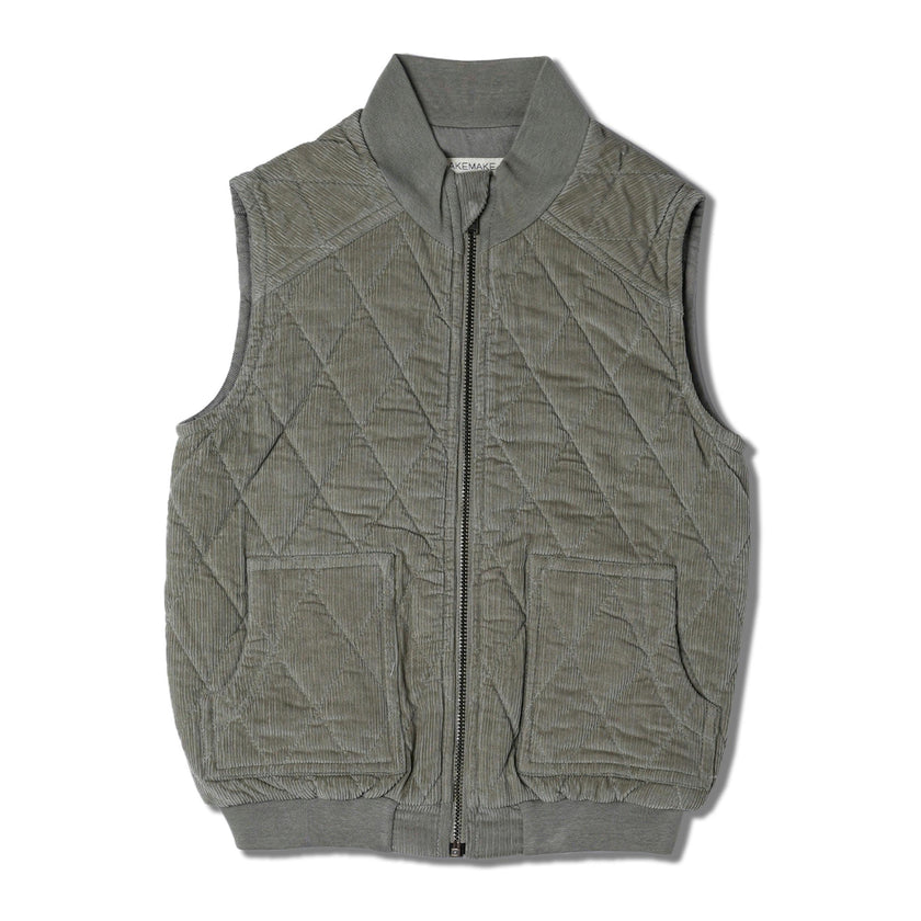 Organic Sleeveless Quilted Corduroy Jacket