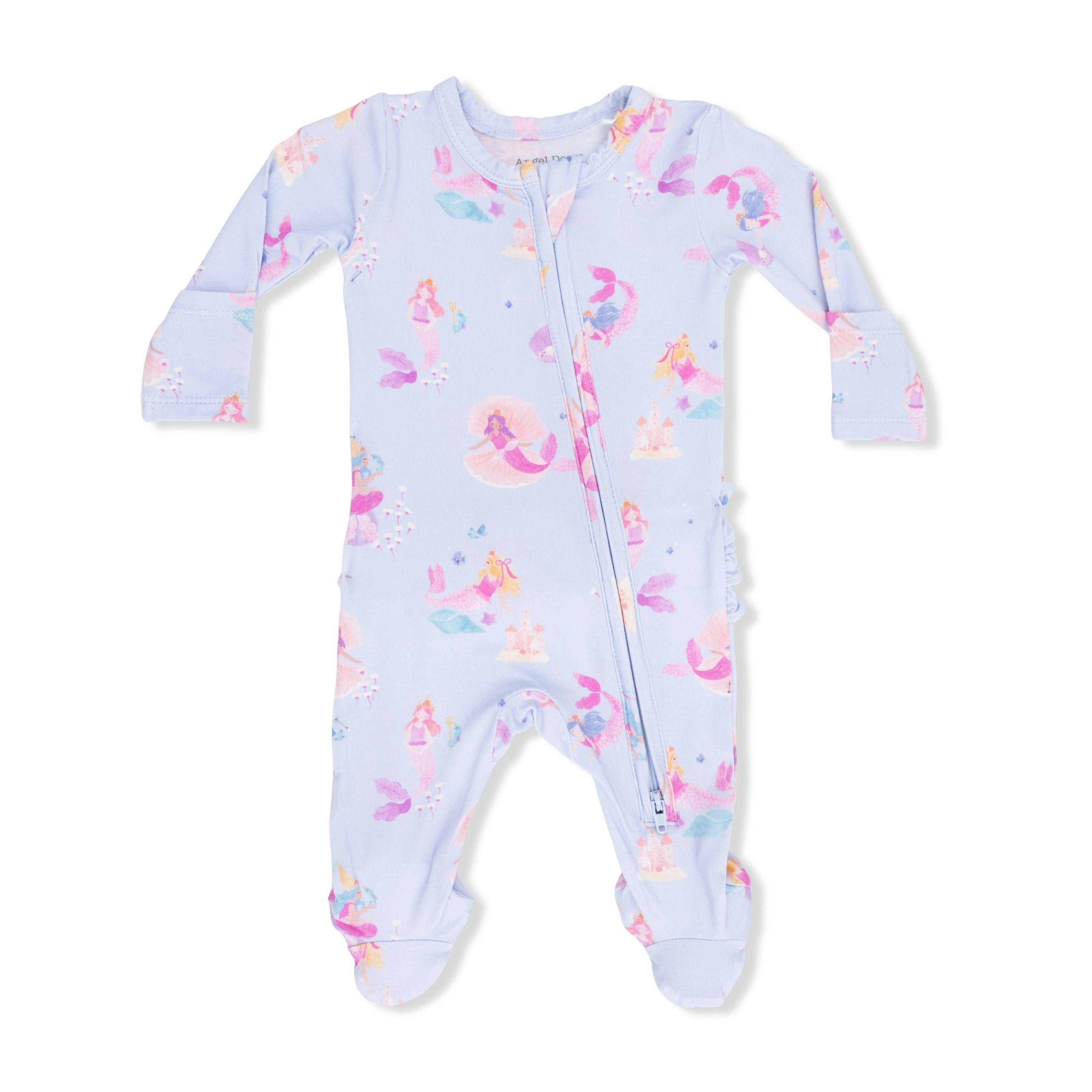Mermaid Princesses - 2 Way Ruffle Back Zipper Footie