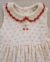 Crochet Collar Dress in Red Dot/Cherry